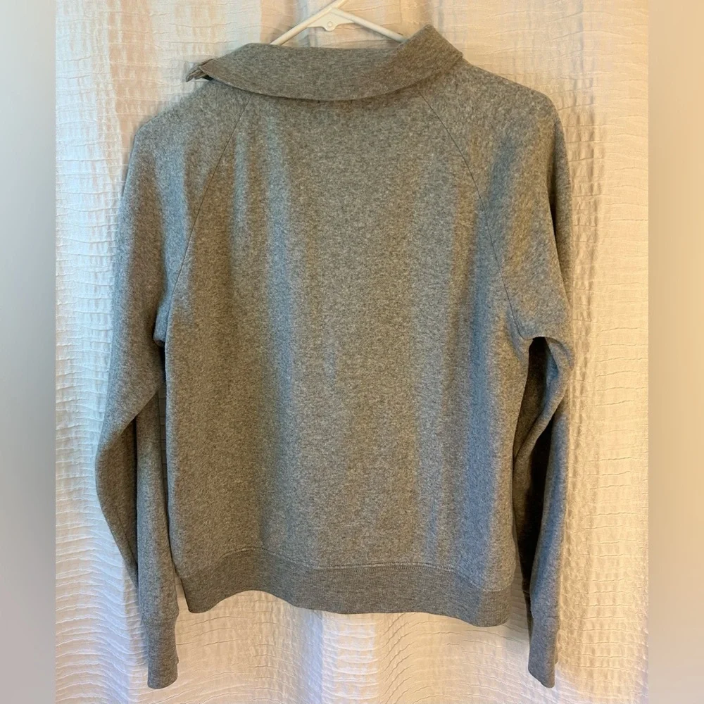 J. Crew Gray Button-Detail Cowl-Neck Sweatshirt